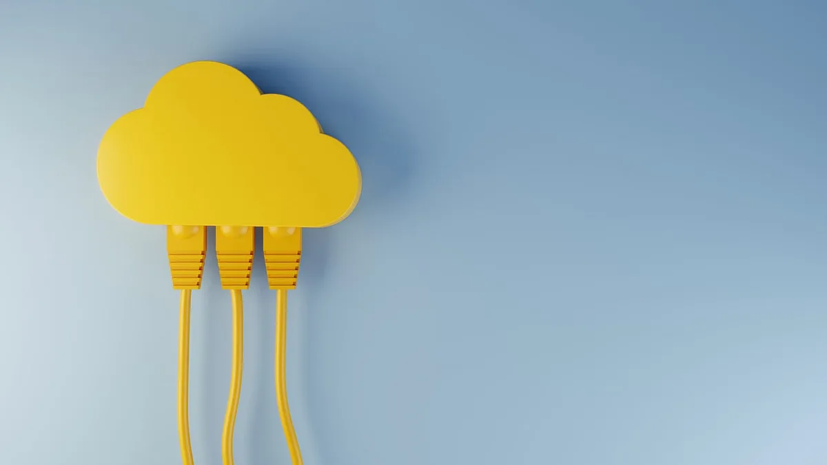 A yellow cloud connected by three network cables